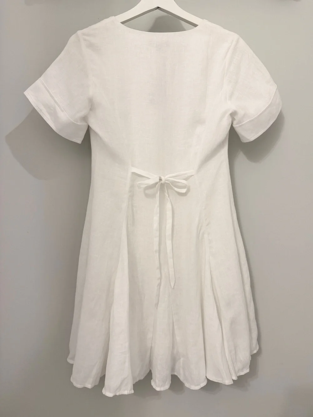 J. Crew Fleur Mini White Linen V-Neck Dress